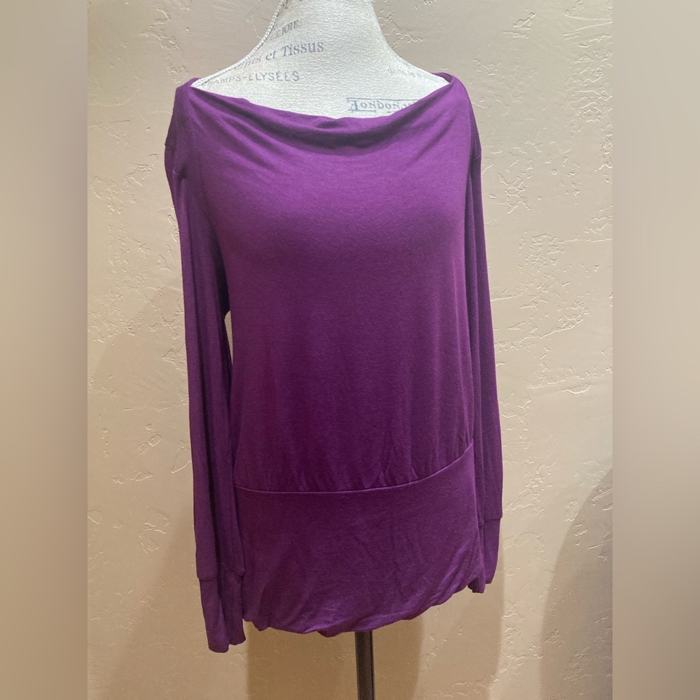 Byron Lars Long Sleeve Drape Blouse, Purple, Size Large
